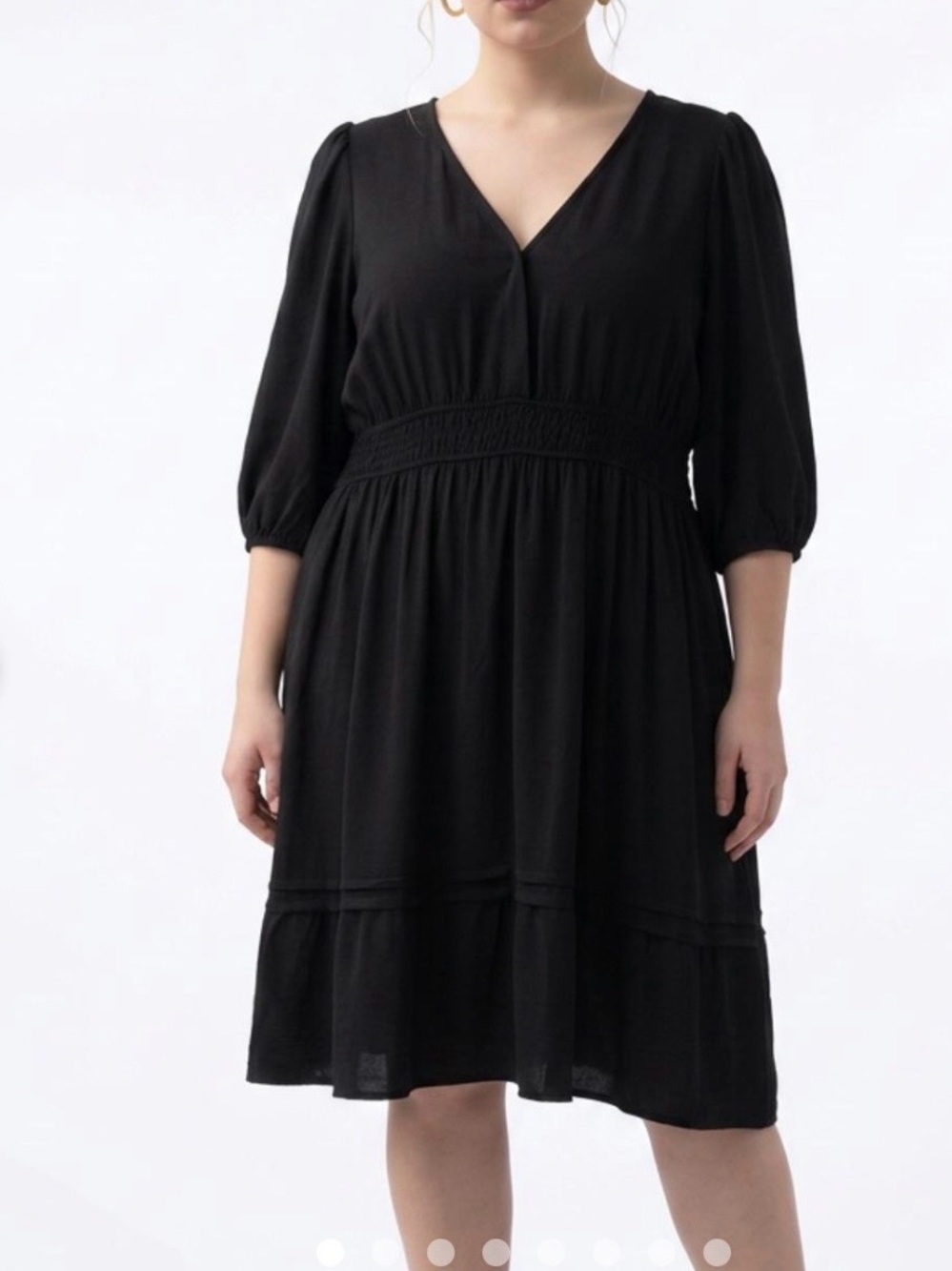 NWT 2x torrid Black Midi shirt Dress with V-Neck and Smocked Waist
